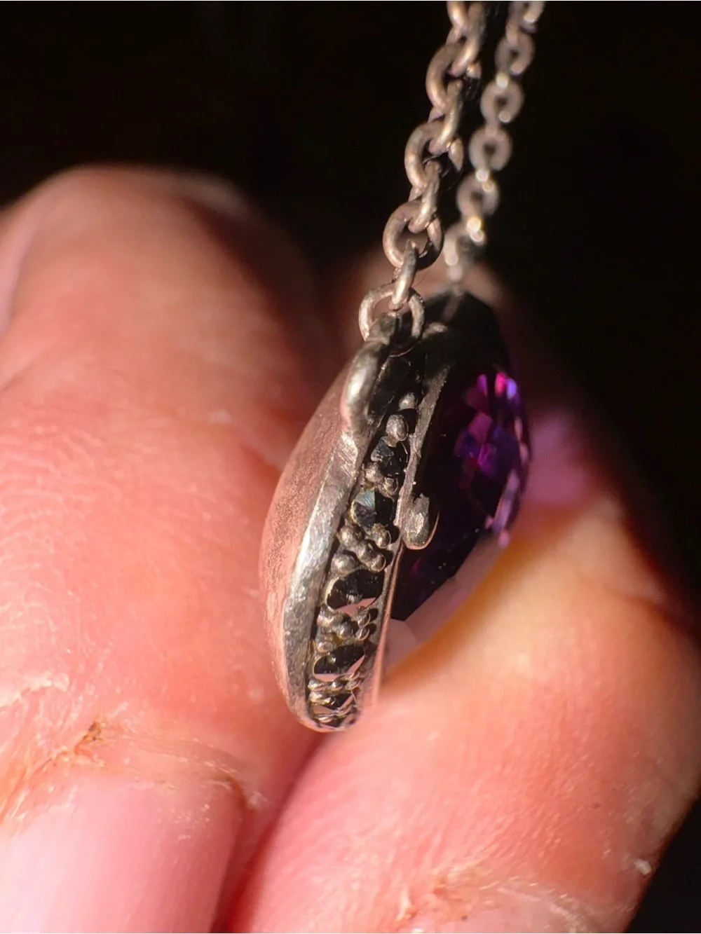 Harley Davidson 3 piece Purple Heart 925 sterling ring size 8 see description
